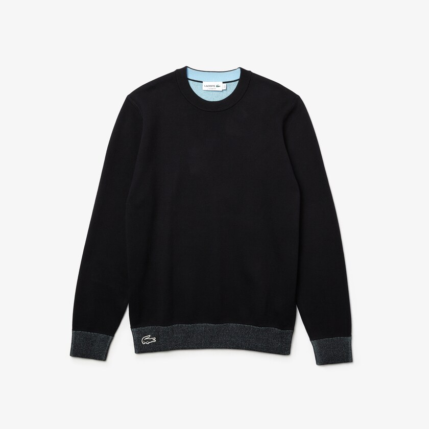 Suéteres Azul Marinho Azuis Azuis Masculino Lacoste Reversible Crew Neck Contrast OD2-82968G5