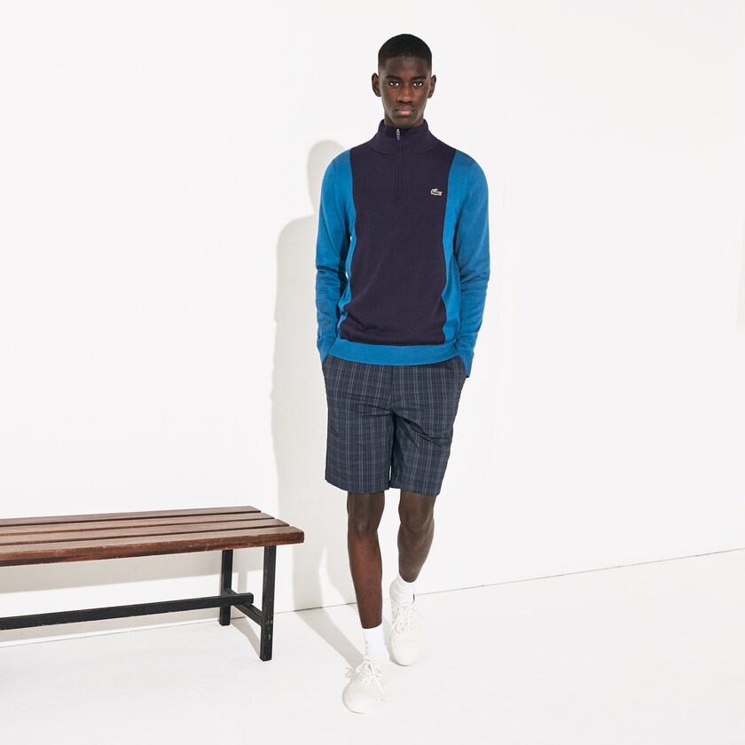 Suéteres Azul Marinho Azuis Azuis Azul Marinho Azuis Masculino Lacoste SPORT Breathable Knit Zip Collar Golf OF2-37313N0