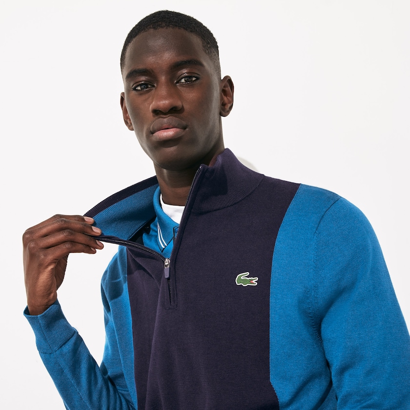 Suéteres Azul Marinho Azuis Azuis Azul Marinho Azuis Masculino Lacoste SPORT Breathable Knit Zip Collar Golf OF2-37313N0