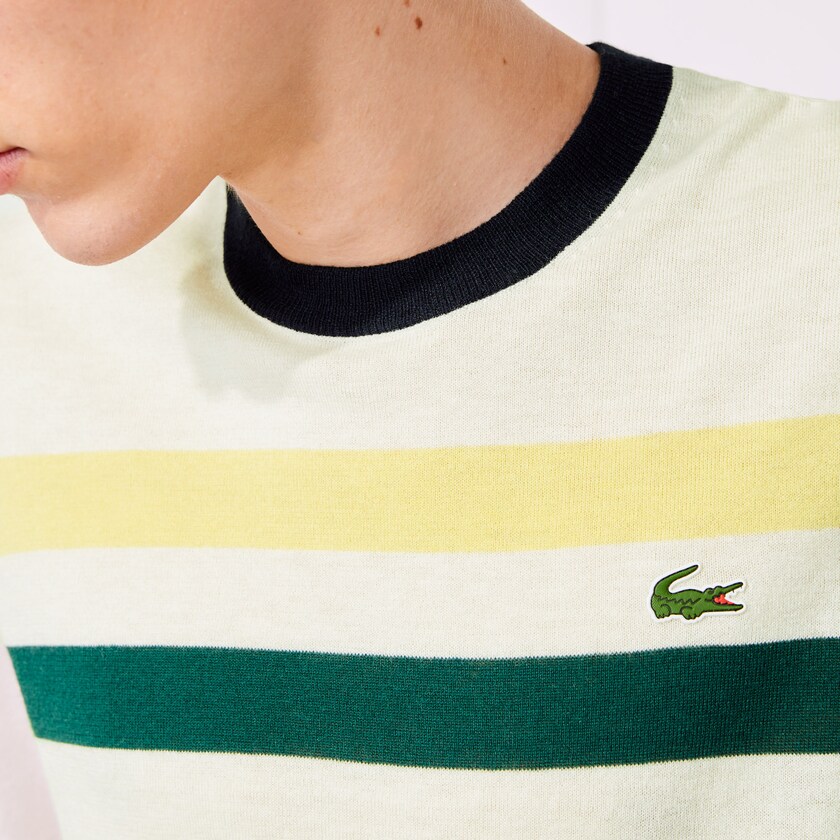 Suéteres Branco Amarelas Verdes Azul Marinho Azuis Masculino Lacoste SPORT Breathable Striped Wool Golf CX3-86948V2