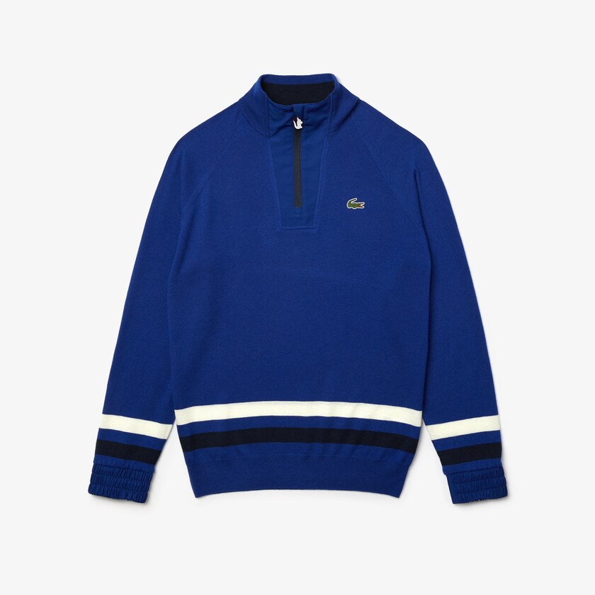 Suéteres Azuis Azul Marinho Azuis Branco Masculino Lacoste SPORT Breathable Wool Golf ZJ7-04220X9