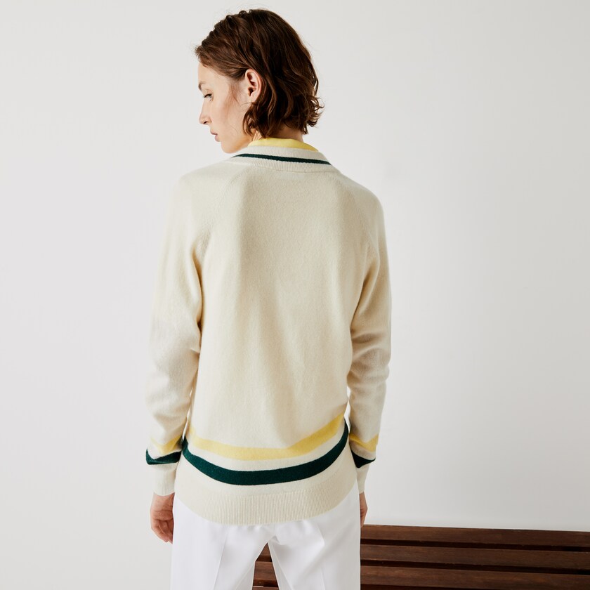 Suéteres Branco Amarelas Verdes Feminino Lacoste SPORT Recycled Cashmere V-neck Golf AE5-48734J8