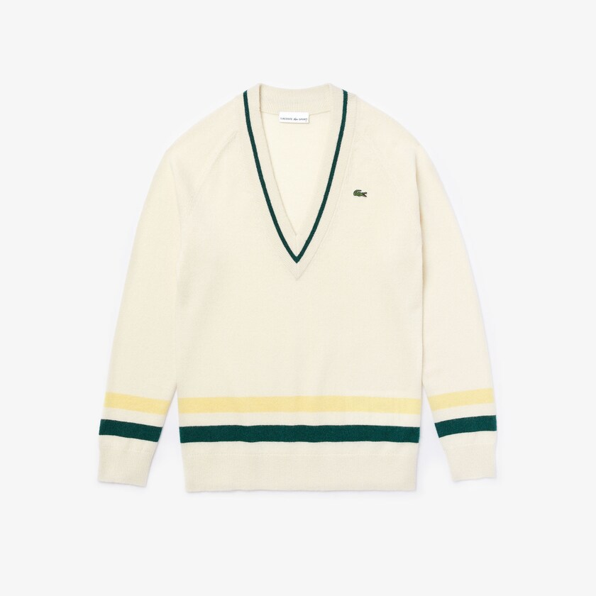 Suéteres Branco Amarelas Verdes Feminino Lacoste SPORT Recycled Cashmere V-neck Golf AE5-48734J8