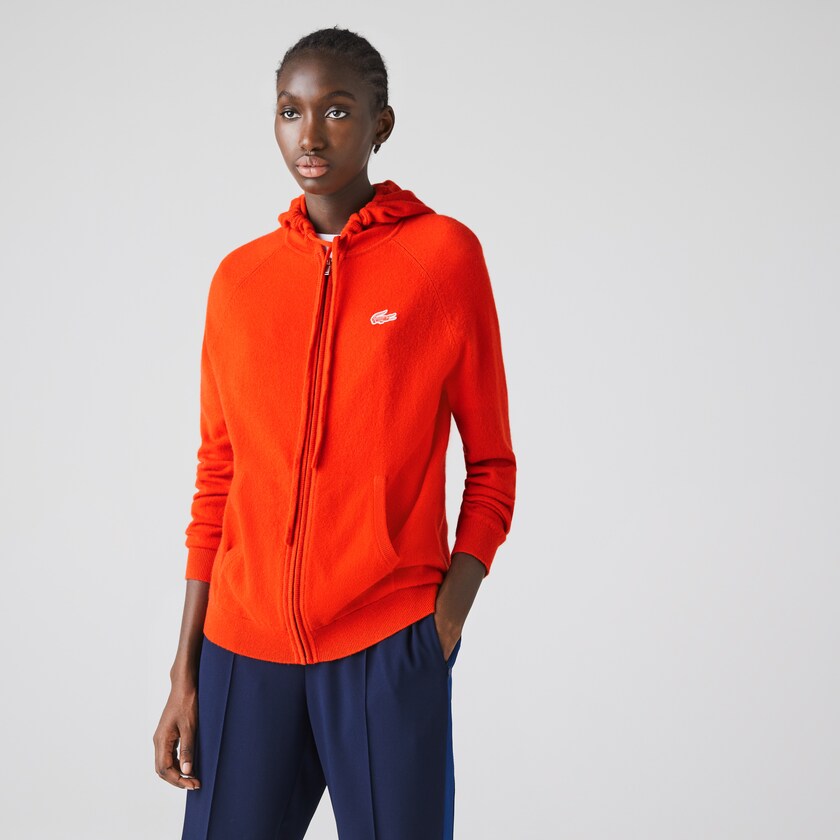 Suéteres Vermelhas Feminino Lacoste SPORT Recycled Cashmere Zip FZ1-06800R2