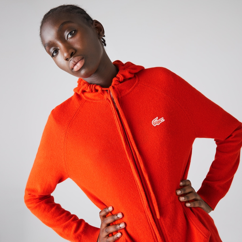 Suéteres Vermelhas Feminino Lacoste SPORT Recycled Cashmere Zip FZ1-06800R2