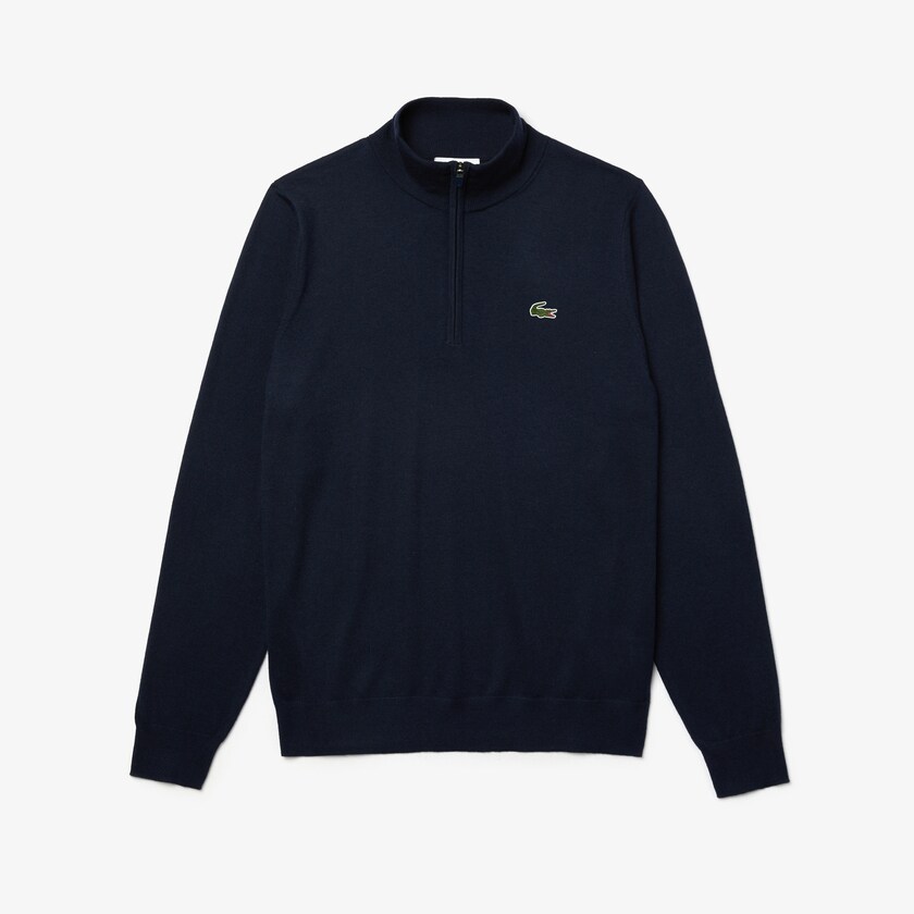 Suéteres Azul Marinho Azuis Masculino Lacoste SPORT Solid Breathable Knit Zip Collar Golf XV9-26592N2