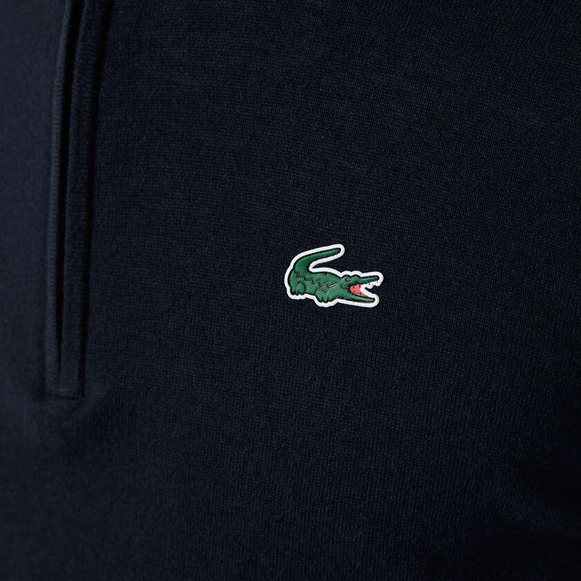 Suéteres Azul Marinho Azuis Masculino Lacoste SPORT Solid Breathable Knit Zip Collar Golf XV9-26592N2