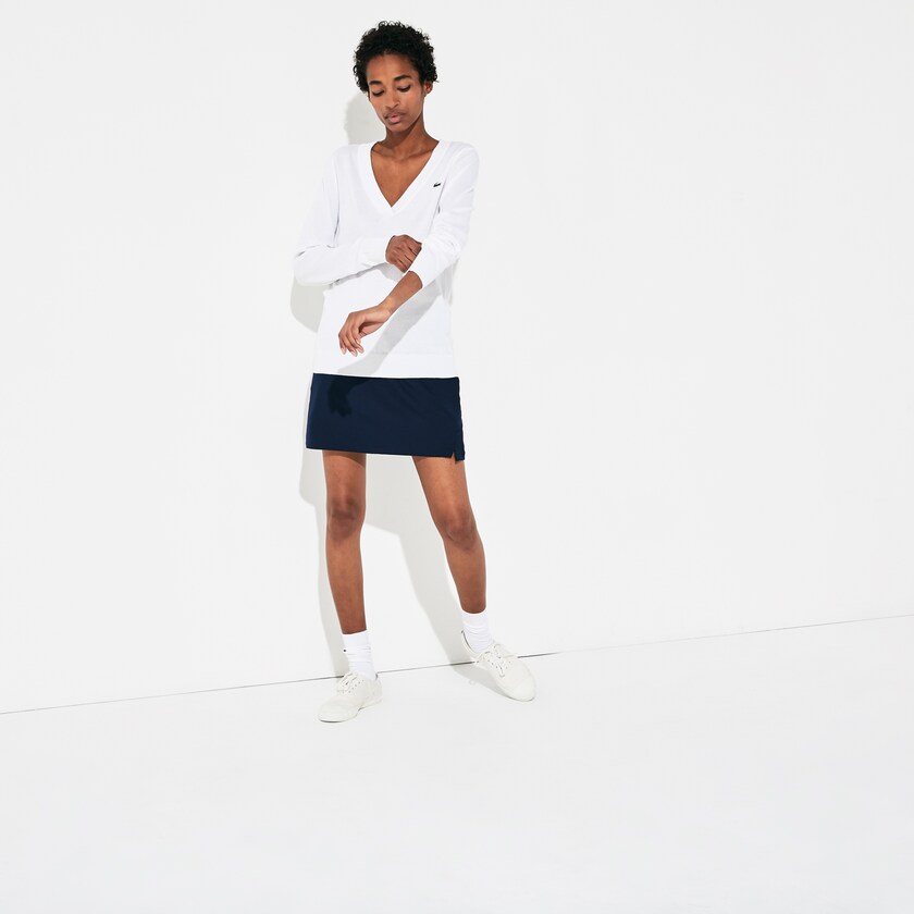 Suéteres Branco Feminino Lacoste SPORT V-neck FQ8-70407R9