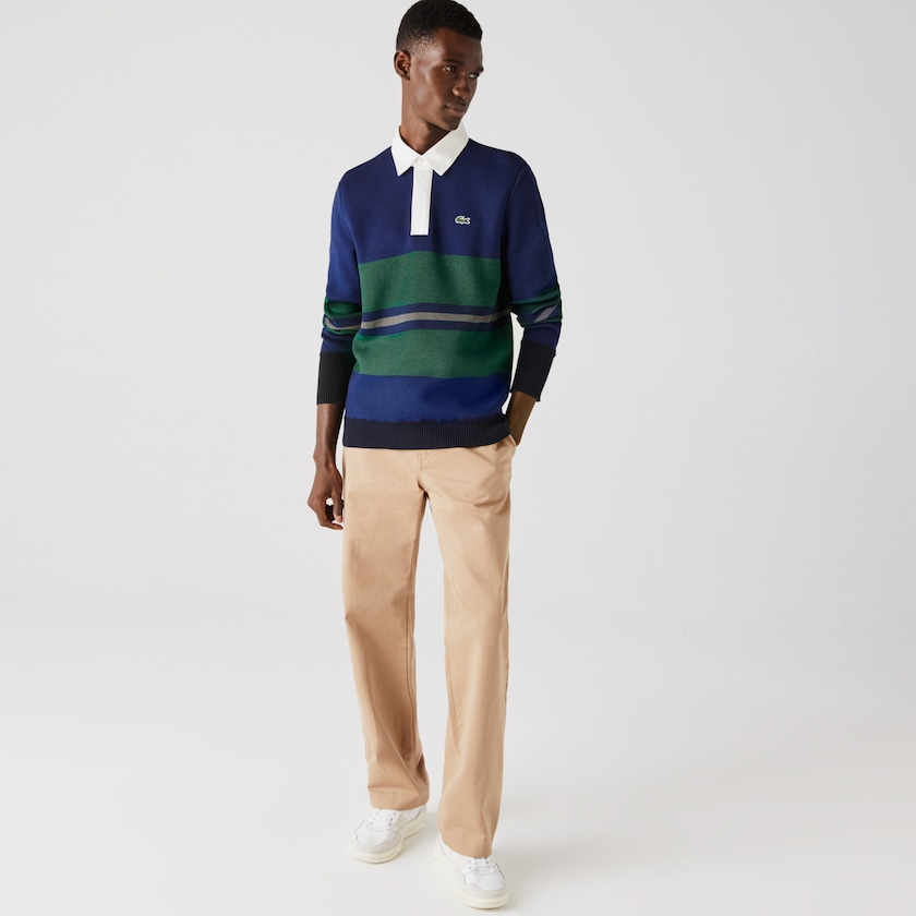 Suéteres Azul Marinho Azuis Azuis Verdes Bege Branco Masculino Lacoste Striped Rugby CJ3-96339X4