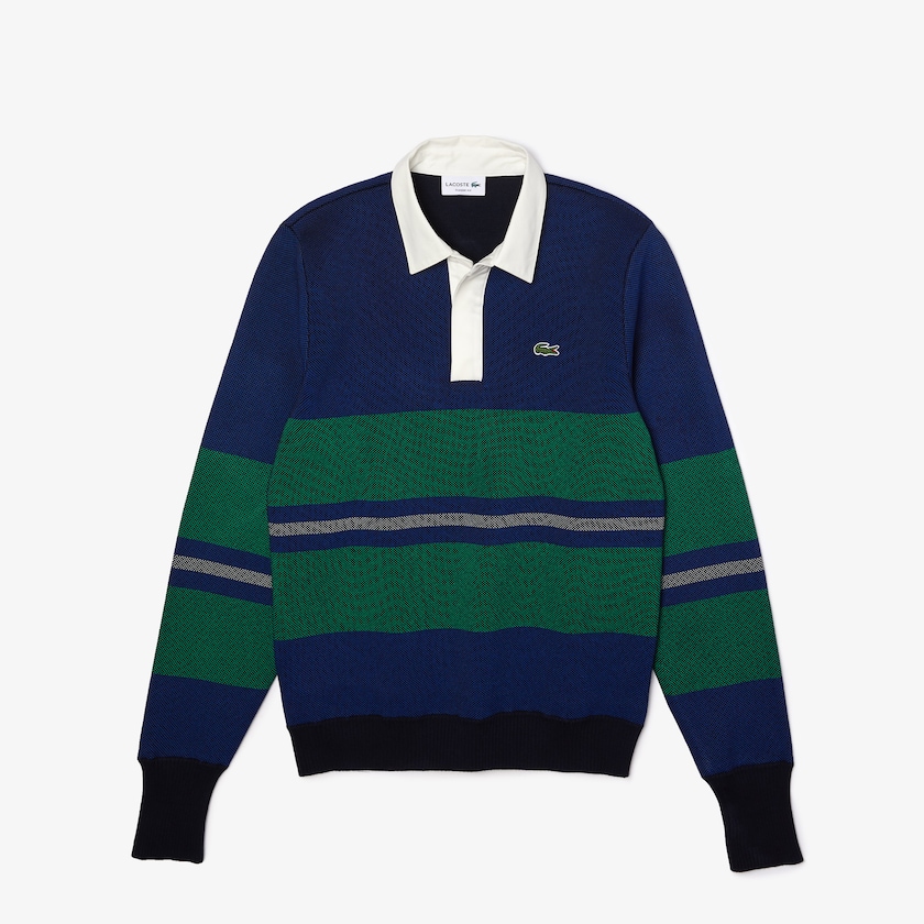 Suéteres Azul Marinho Azuis Azuis Verdes Bege Branco Masculino Lacoste Striped Rugby CJ3-96339X4