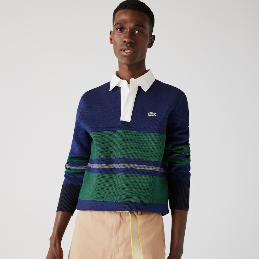 Suéteres Azul Marinho Azuis Azuis Verdes Bege Branco Masculino Lacoste Striped Rugby CJ3-96339X4