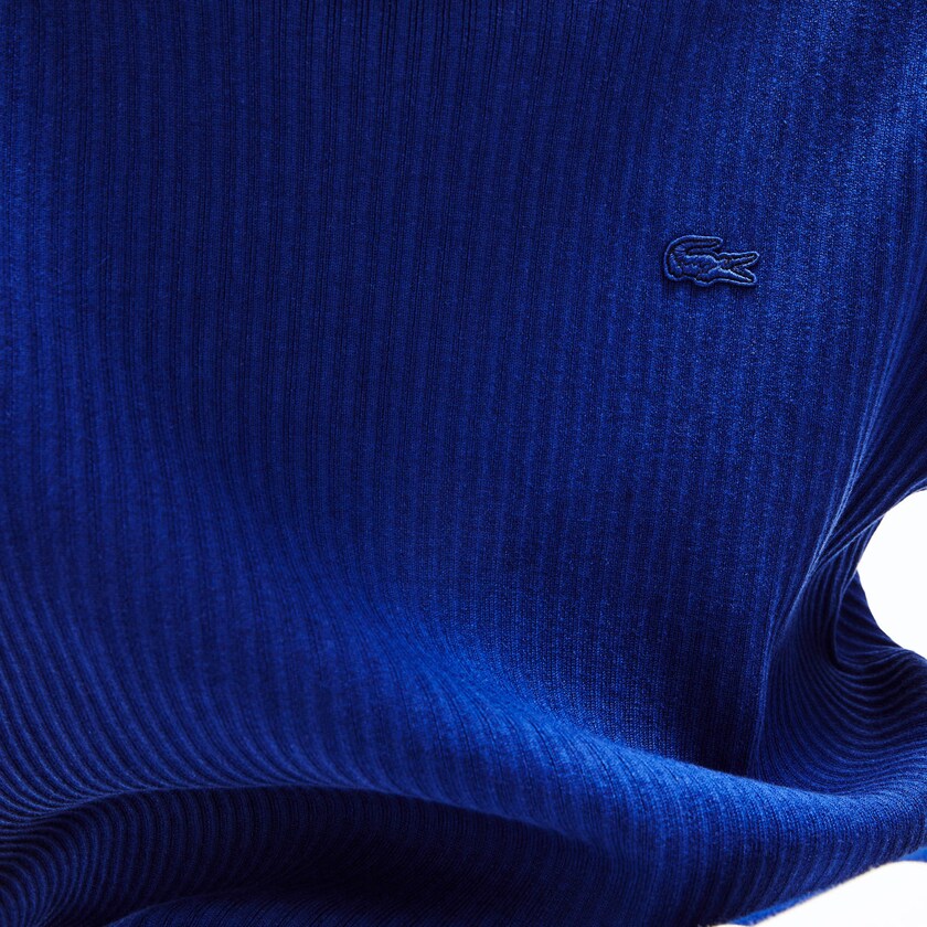 Suéteres Azul Marinho Azuis Branco Masculino Lacoste Striped Sleeves Cotton And Linen Blend Crew Neck DS5-62506S6