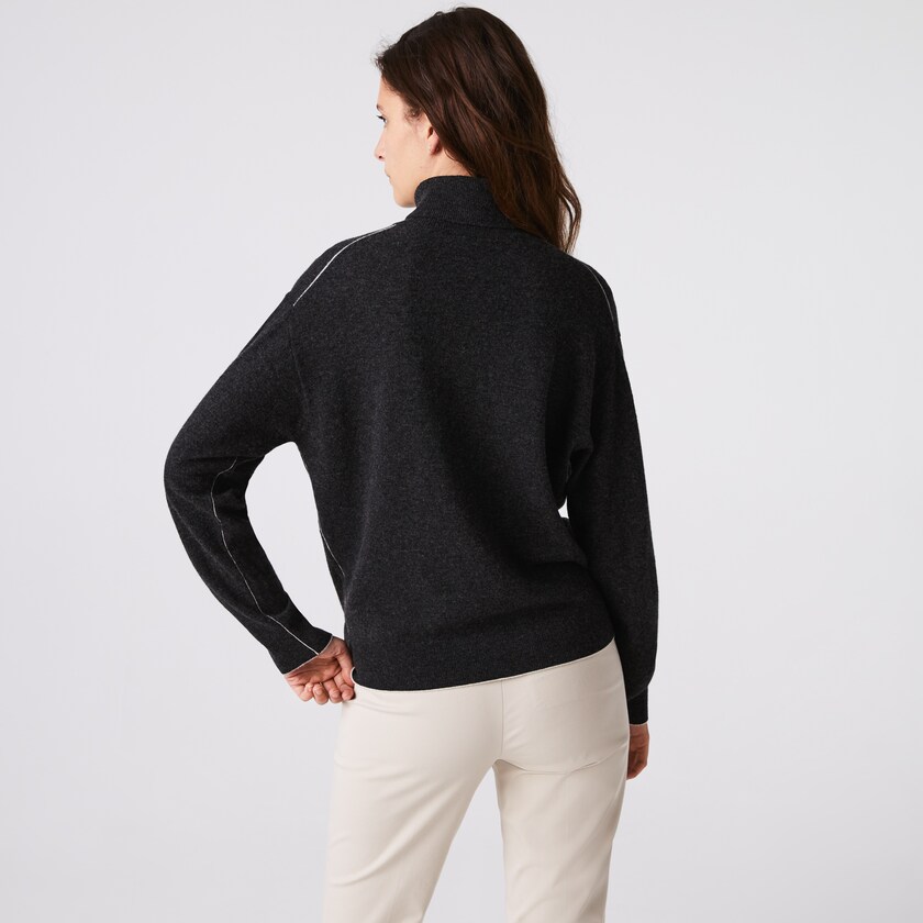 Suéteres Cinzentas Feminino Lacoste Turtleneck Wool TD6-53425Z8