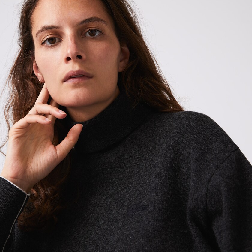 Suéteres Cinzentas Feminino Lacoste Turtleneck Wool TD6-53425Z8