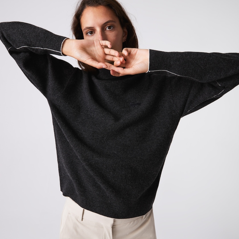 Suéteres Cinzentas Feminino Lacoste Turtleneck Wool TD6-53425Z8
