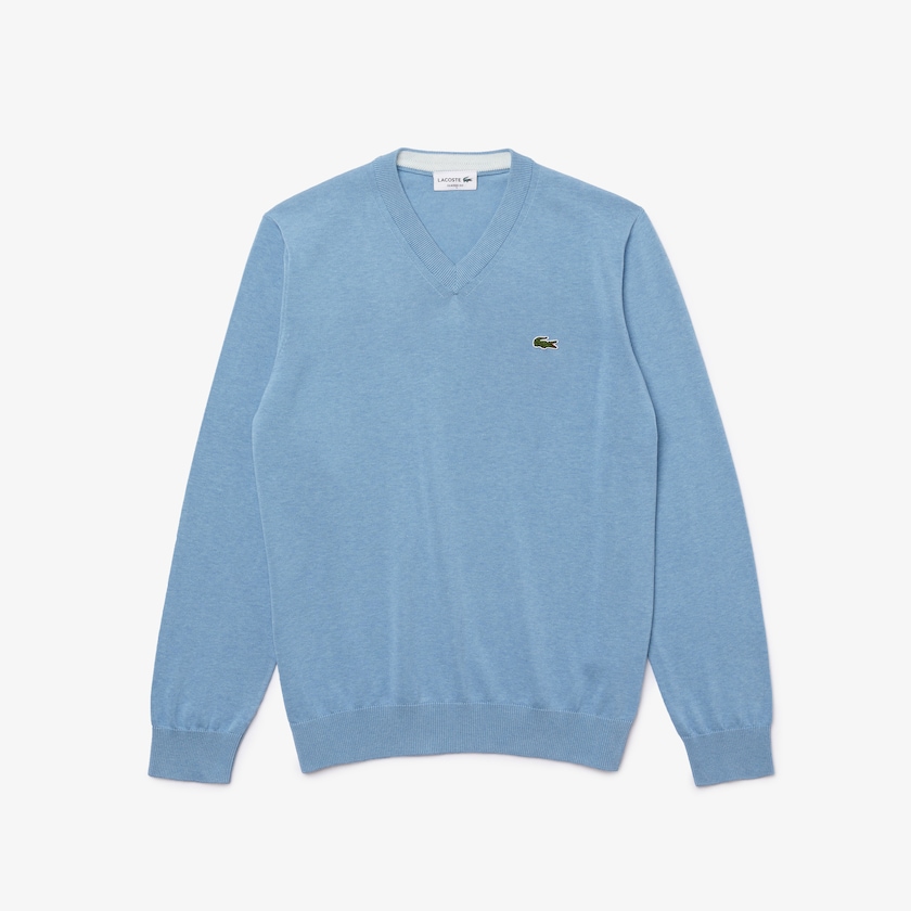 Suéteres Azuis Masculino Lacoste V-neck Organic Cotton IO6-82648V9