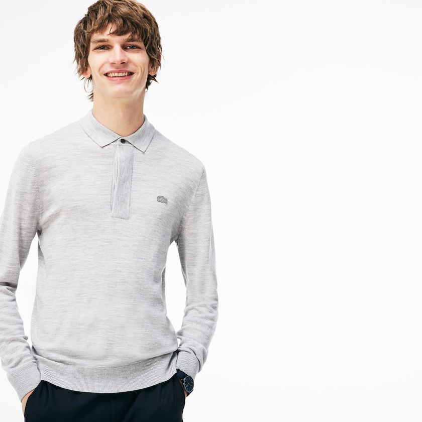 Suéteres Cinzentas Masculino Lacoste Wool Jersey TY5-05520Y5