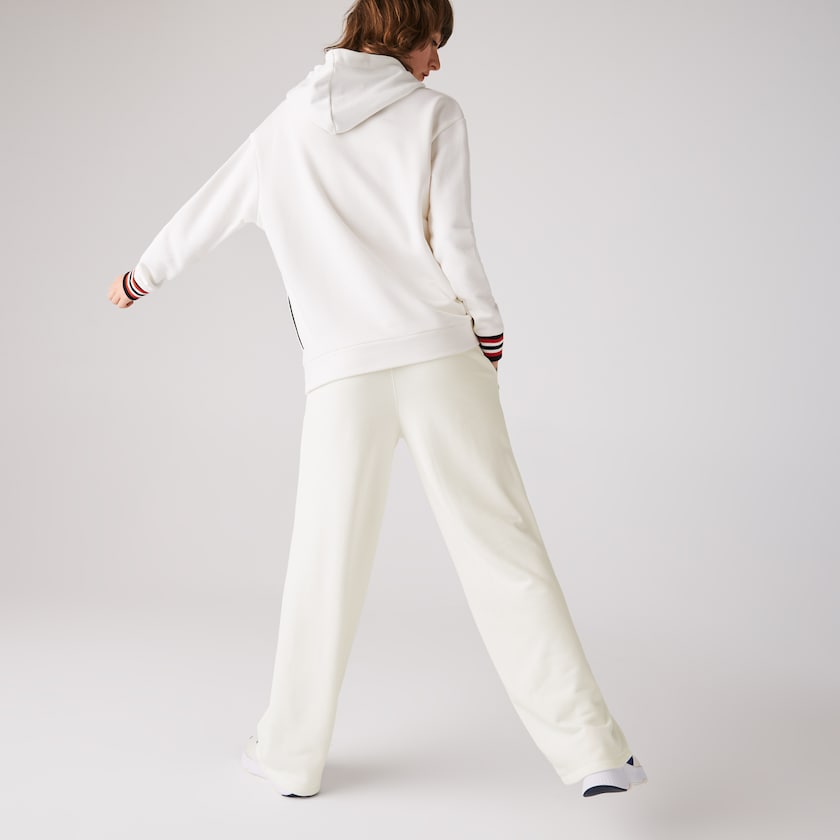 Calças De Treino Branco Feminino Lacoste Cotton Fleece NZ0-82508L7
