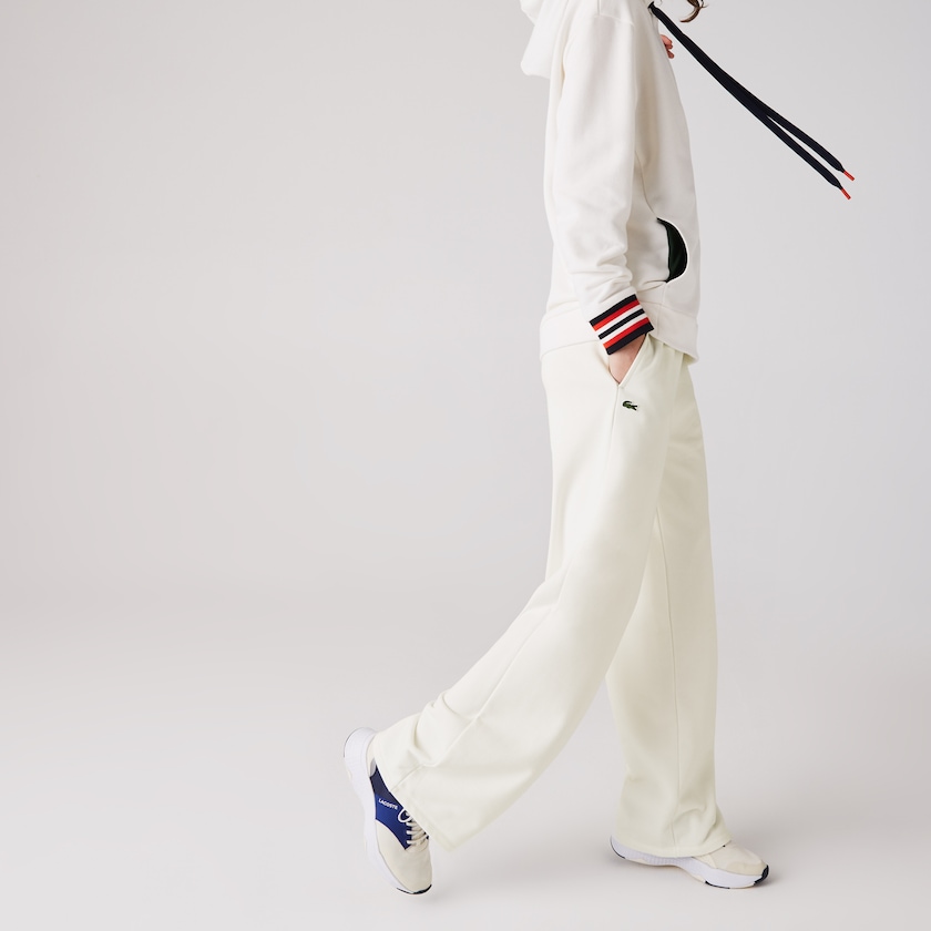 Calças De Treino Branco Feminino Lacoste Cotton Fleece NZ0-82508L7