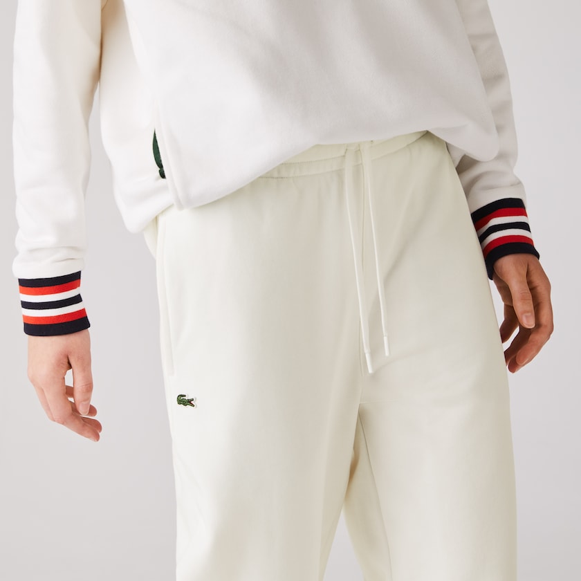 Calças De Treino Branco Feminino Lacoste Cotton Fleece NZ0-82508L7