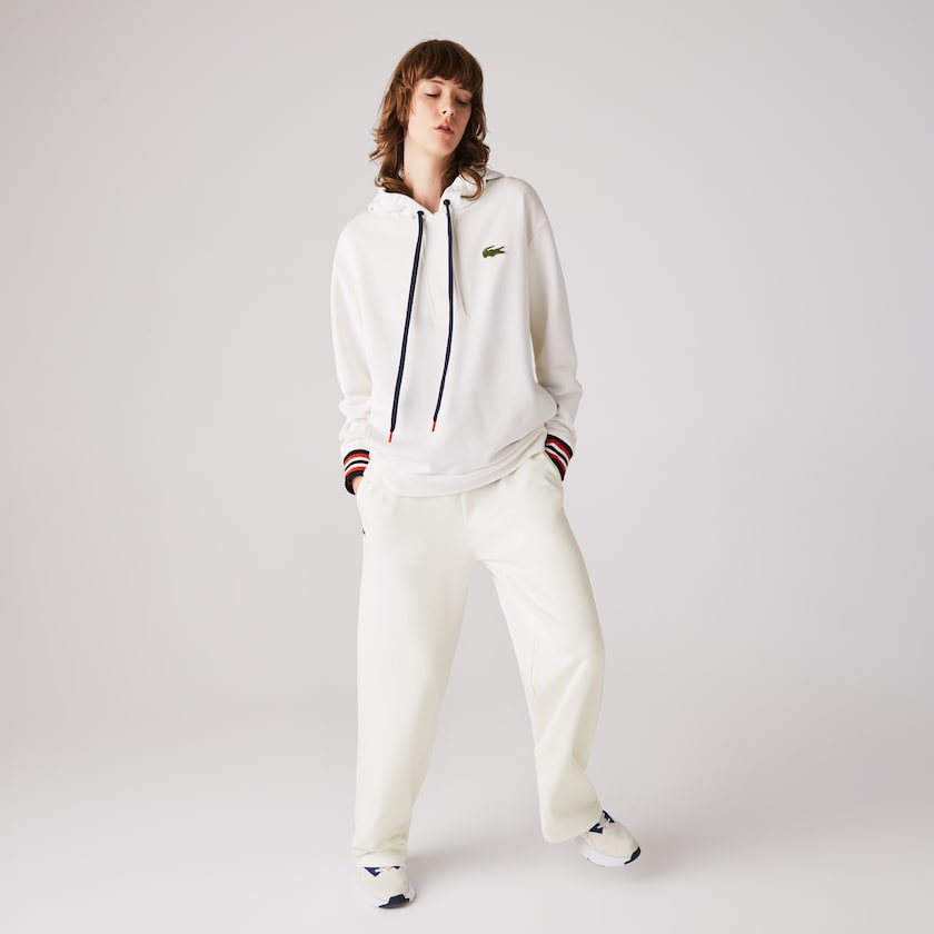 Calças De Treino Branco Feminino Lacoste Cotton Fleece NZ0-82508L7