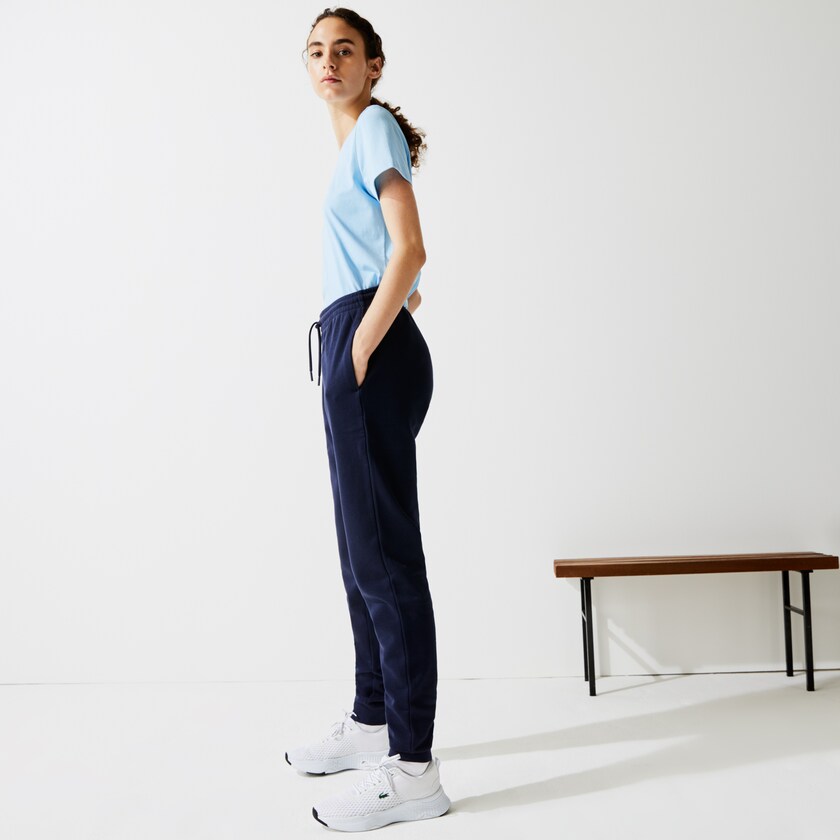 Calças De Treino Azul Marinho Azuis Feminino Lacoste SPORT Tennis Fleece MV0-48884J0