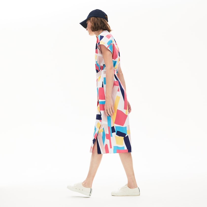 Vestido Branco Feminino Lacoste Abstract-Print Shirtdress XE7-14701H7