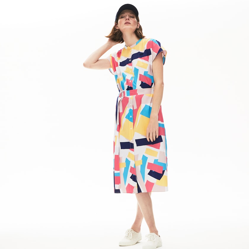 Vestido Branco Feminino Lacoste Abstract-Print Shirtdress XE7-14701H7