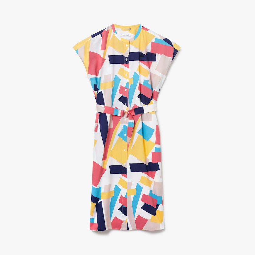 Vestido Branco Feminino Lacoste Abstract-Print Shirtdress XE7-14701H7