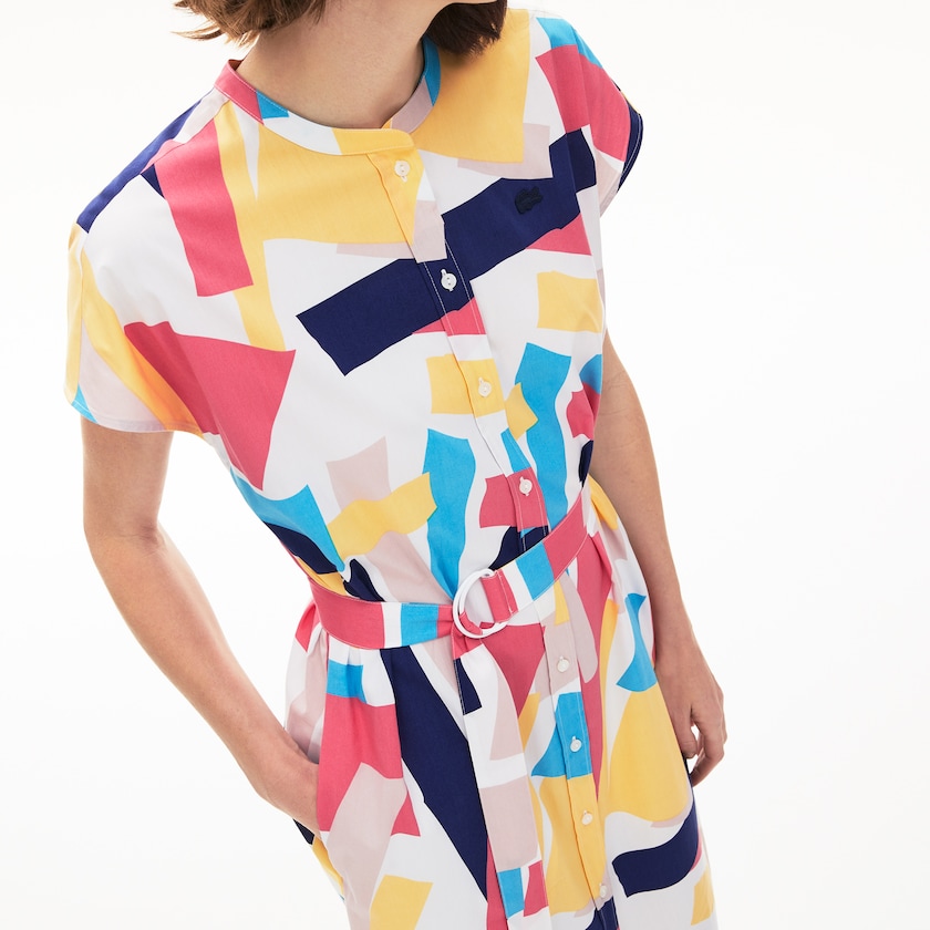 Vestido Branco Feminino Lacoste Abstract-Print Shirtdress XE7-14701H7