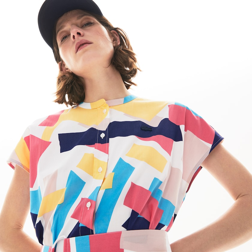 Vestido Branco Feminino Lacoste Abstract-Print Shirtdress XE7-14701H7