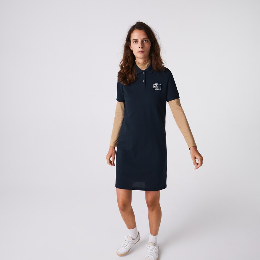 Vestido Azul Marinho Azuis Feminino Lacoste Badge Polo LT8-09940J4