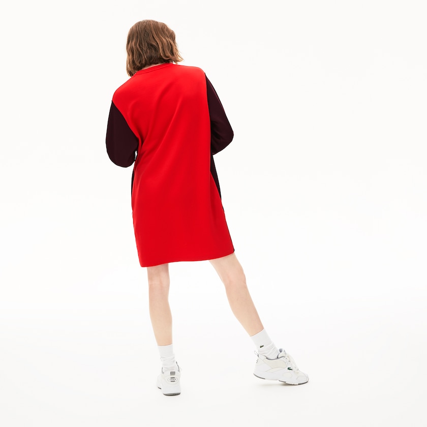 Vestido Vermelhas Escuro Bege Vermelhas Feminino Lacoste Colorblock Fleece Sweatshirt RV8-82718I0