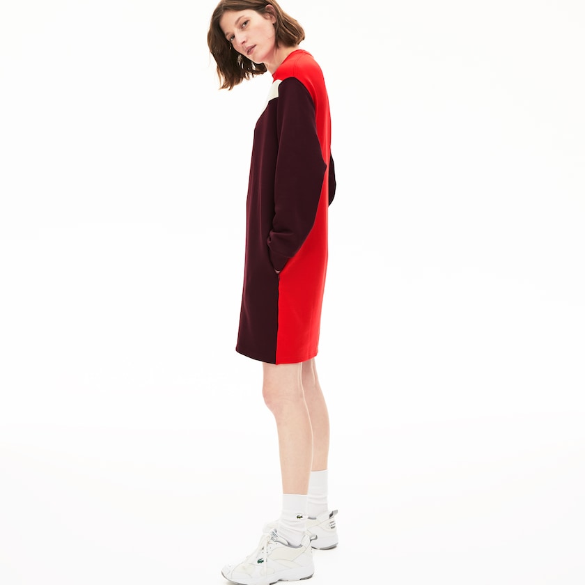 Vestido Vermelhas Escuro Bege Vermelhas Feminino Lacoste Colorblock Fleece Sweatshirt RV8-82718I0