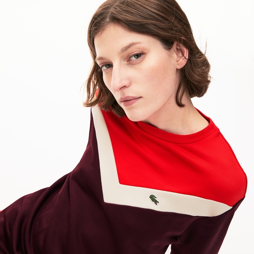 Vestido Vermelhas Escuro Bege Vermelhas Feminino Lacoste Colorblock Fleece Sweatshirt RV8-82718I0