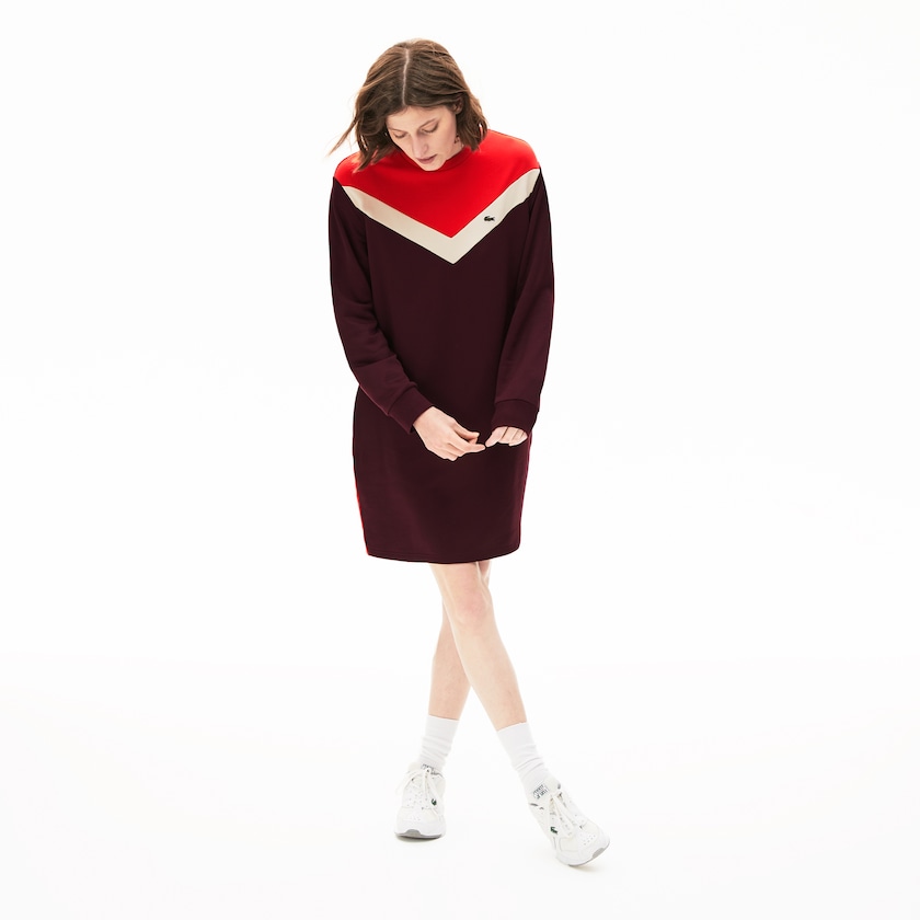 Vestido Vermelhas Escuro Bege Vermelhas Feminino Lacoste Colorblock Fleece Sweatshirt RV8-82718I0