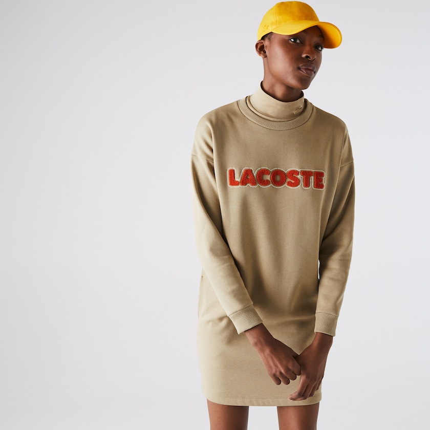Vestido Bege Feminino Lacoste Embroidered Accent Fleece Sweatshirt HR1-00160U3
