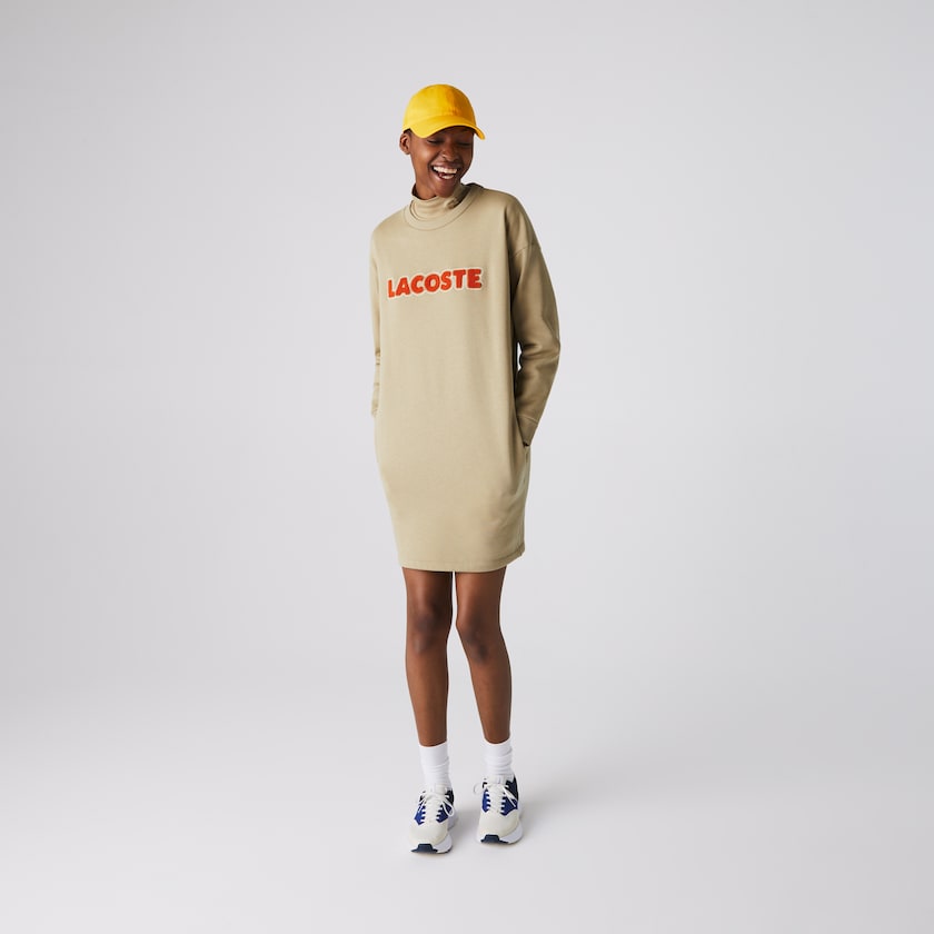 Vestido Bege Feminino Lacoste Embroidered Accent Fleece Sweatshirt HR1-00160U3