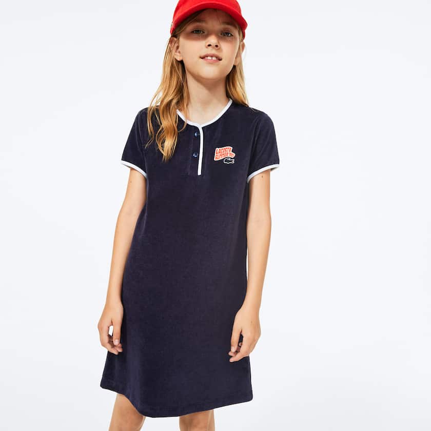 Vestido Azul Marinho Azuis Branco Criança Lacoste Heart Embroidery Henley RL1-03720I4