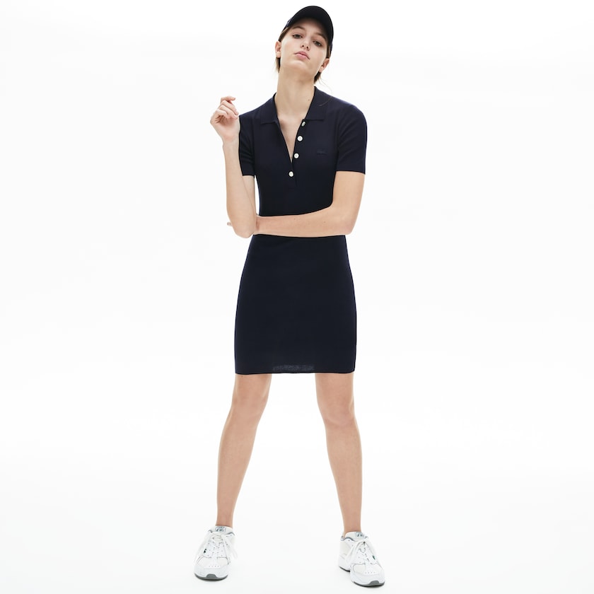 Vestido Azul Marinho Azuis Feminino Lacoste Knit Polo RZ5-66276Q4