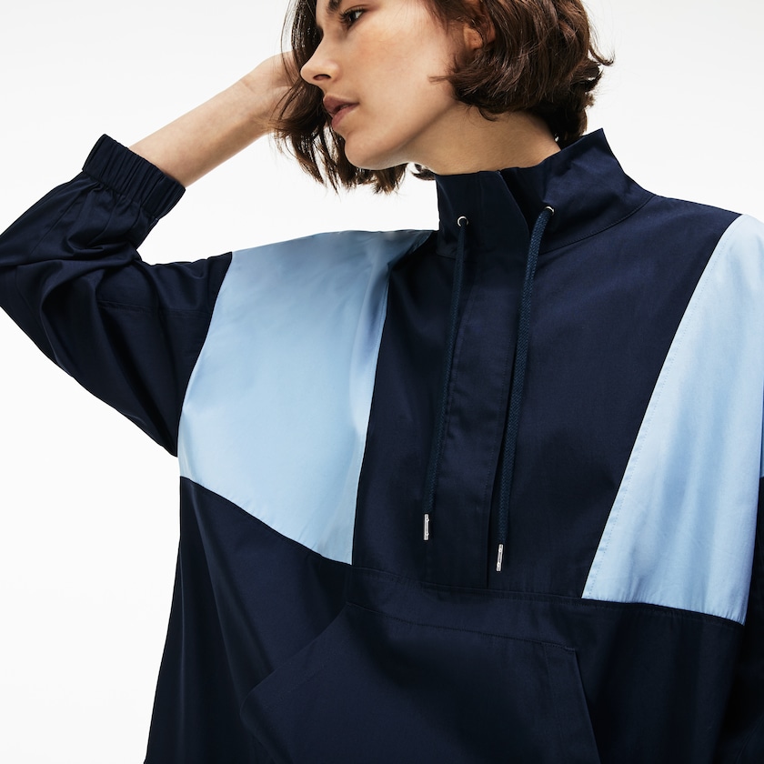 Vestido Azuis Luz Azuis Feminino Lacoste LIVE Colorblock Cotton Poplin Sweatshirt FH5-21222Y3