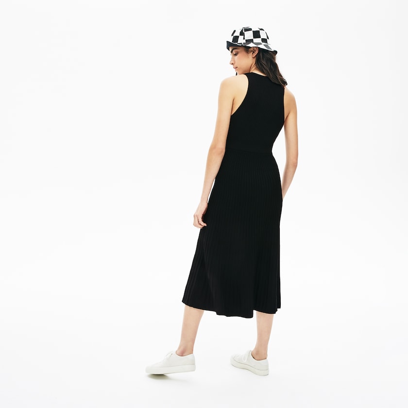 Vestido Pretas Feminino Lacoste LIVE Ribbed-Knit Long Tank PU8-21542K7