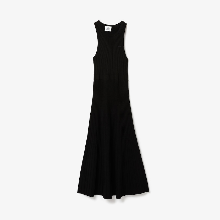 Vestido Pretas Feminino Lacoste LIVE Ribbed-Knit Long Tank PU8-21542K7