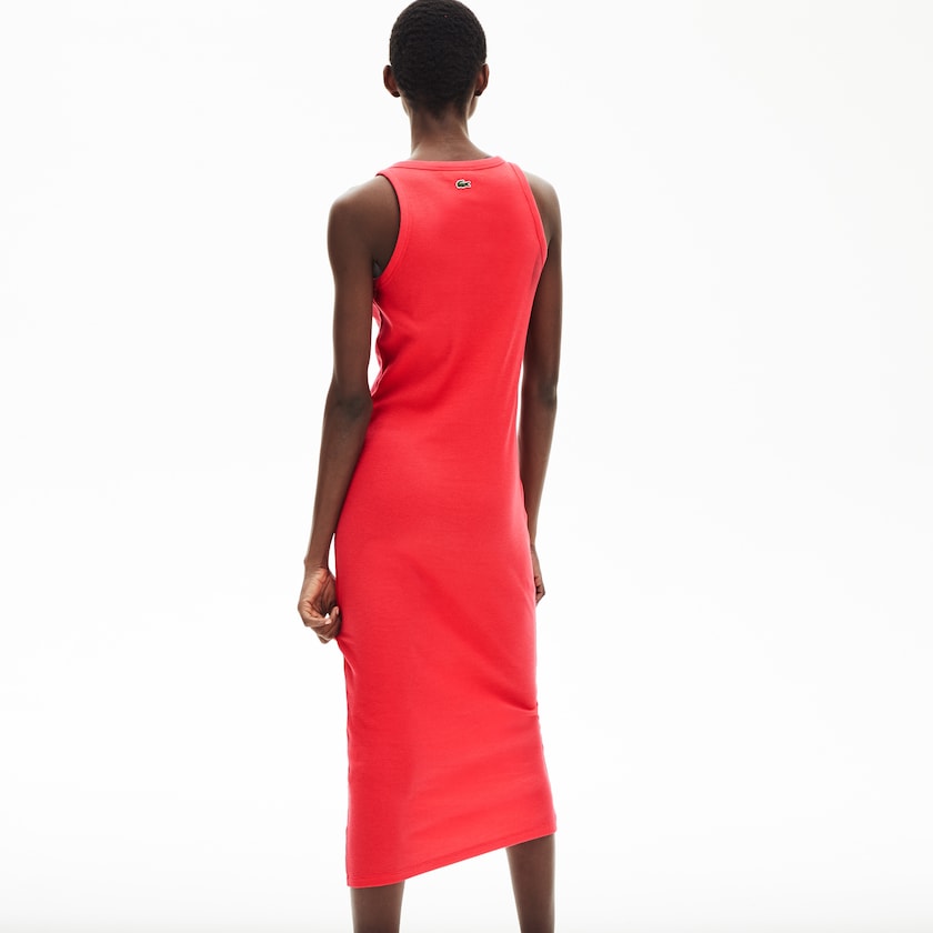 Vestido Vermelhas Feminino Lacoste Long Ribbed Cotton MI2-37613U7