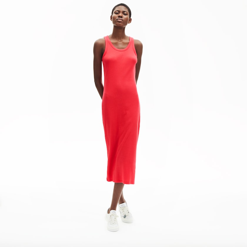 Vestido Vermelhas Feminino Lacoste Long Ribbed Cotton MI2-37613U7