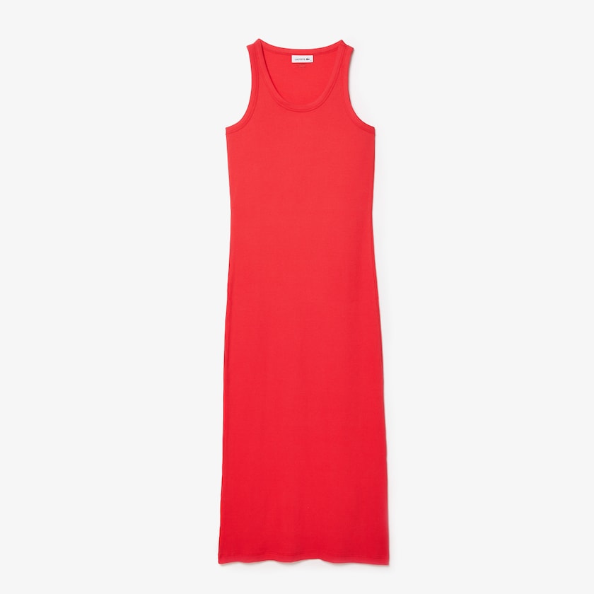 Vestido Vermelhas Feminino Lacoste Long Ribbed Cotton MI2-37613U7
