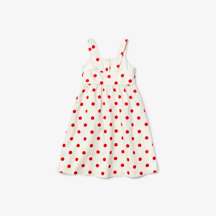 Vestido Branco Vermelhas Criança Lacoste Polka Dot Cross-back BM6-67926Y6