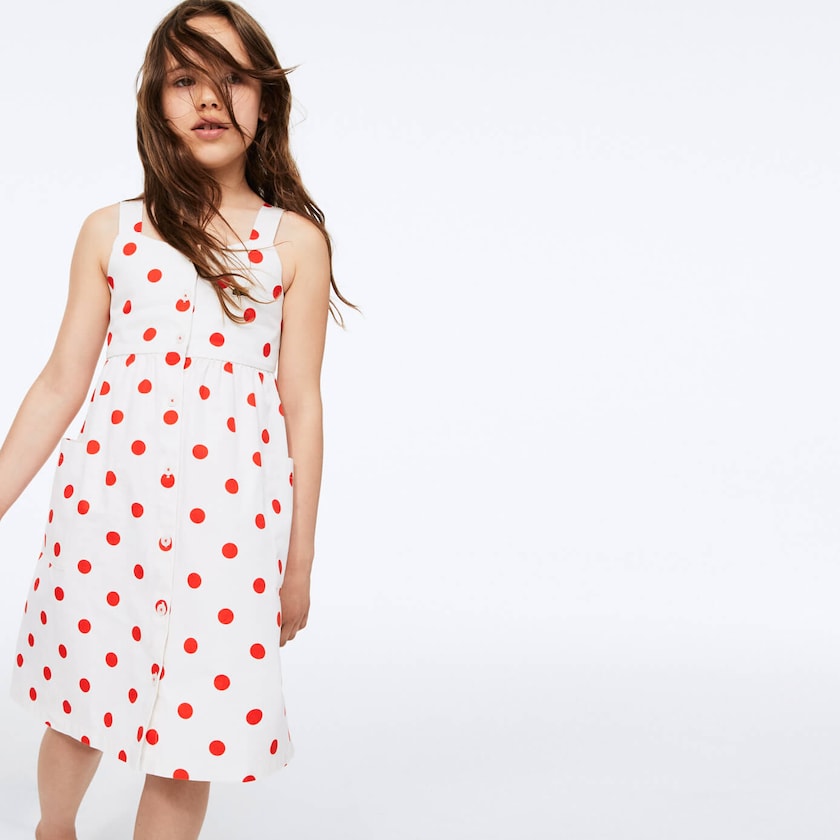 Vestido Branco Vermelhas Criança Lacoste Polka Dot Cross-back BM6-67926Y6