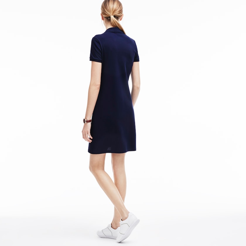 Vestido Azul Marinho Azuis Feminino Lacoste Polo in stretch mini piqué YF2-22102C9