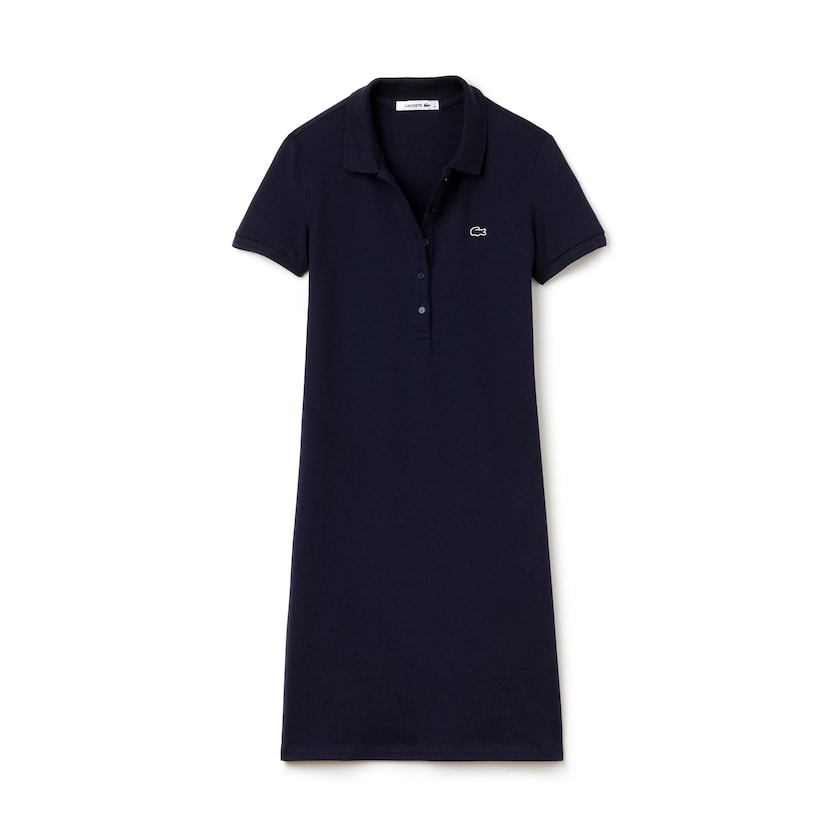 Vestido Azul Marinho Azuis Feminino Lacoste Polo in stretch mini piqué YF2-22102C9